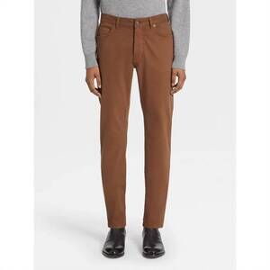 NEW ZEGNA men's stretch gabardine casual pant in brown